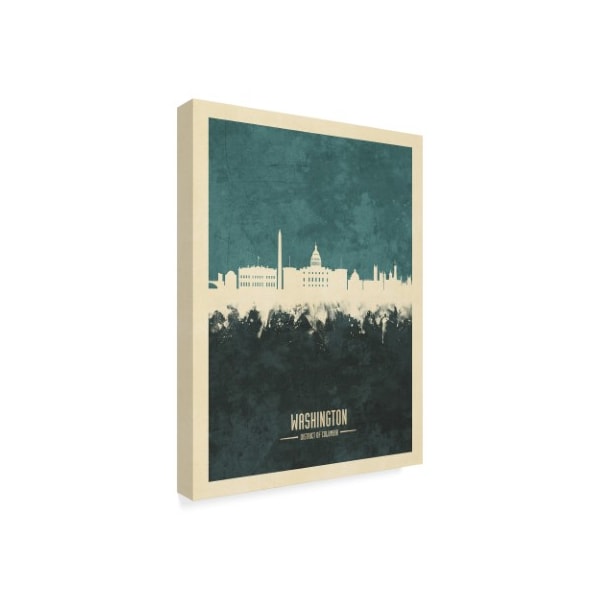 Michael Tompsett 'Washington Dc Skyline Teal' Canvas Art,18x24